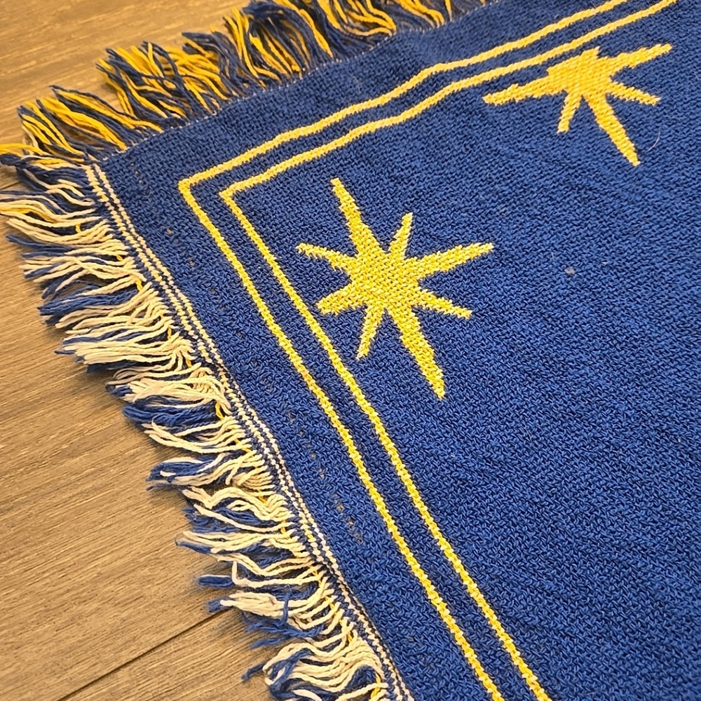 Vintage 90s Celestial Stars Throw Blanket Blue Gold Miracles In Sight Tapestry - Picture 8 of 10